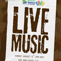 A community music event poster from Highland Rim Habitat for Humanity